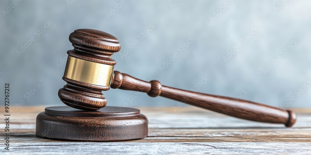 A close-up of a wooden gavel resting on a textured surface, symbolizing justice, law, and authority in legal proceedings. A close-up of a wooden gavel resting on a textured surface, symbolizing justice, law, and authority in legal proceedings.
