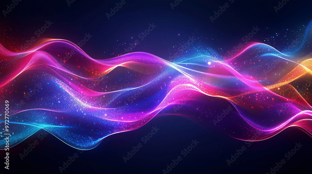 Abstract Digital Technology Background with Wavy Lines and Glowing Purple and Blue Light Gradient, Featuring Dark Tones and Smooth Transitions in 8K High-Resolution Abstract Digital Technology Background with Wavy Lines and Glowing Purple and Blue Light Gradient, Featuring Dark Tones and Smooth Transitions in 8K High-Resolution
