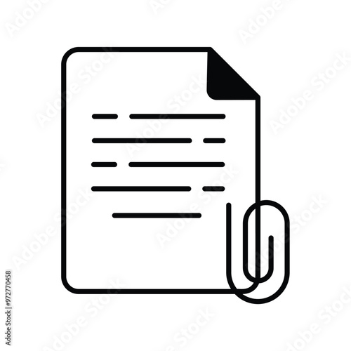 paperclip glyph icon with white background vector stock illustration