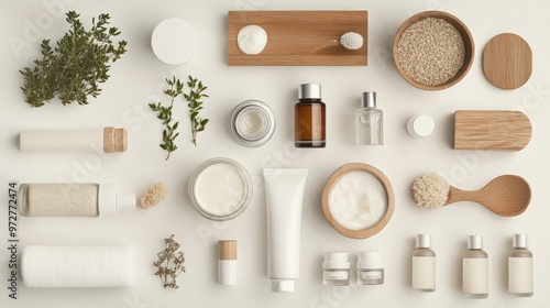 Wallpaper Mural A natural skincare routine, showing a step-by-step layout of products from cleanser to moisturizer, all derived from organic ingredients Torontodigital.ca