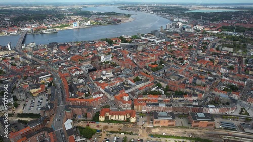 Wallpaper Mural Aerial view of the old town around the city Aalborg on a sunny summer day in the Denmark Torontodigital.ca