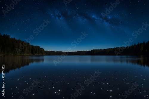 Wallpaper Mural A deep blue sky filled with thousands of stars twinkling over the calm still surface, AI Generated Torontodigital.ca