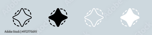 Magic tool icon set in black and white. Star signs vector illustration.
