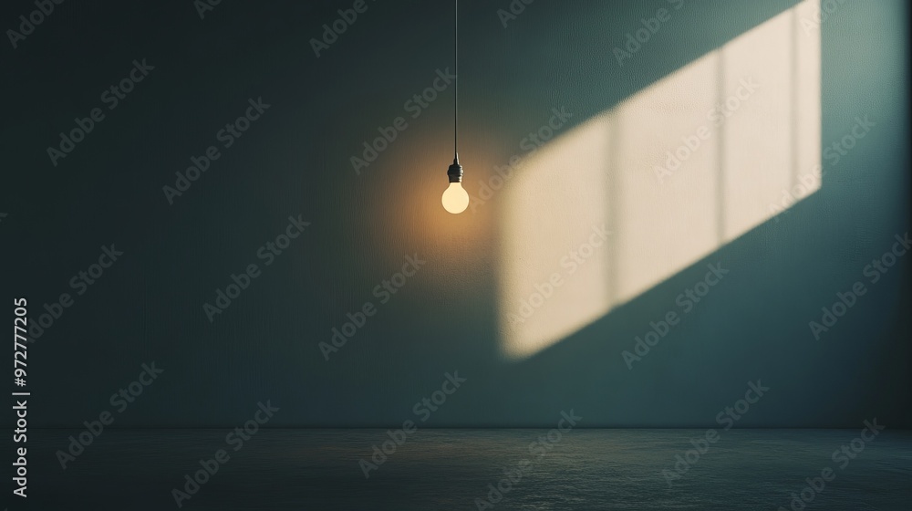 Minimalist scene of a single light bulb hanging from a simple wire in an empty room, casting a soft, warm glow and gentle shadows, evoking solitude and contemplation, 4K hyperrealistic photo. Minimalist scene of a single light bulb hanging from a simple wire in an empty room, casting a soft, warm glow and gentle shadows, evoking solitude and contemplation, 4K hyperrealistic photo.
