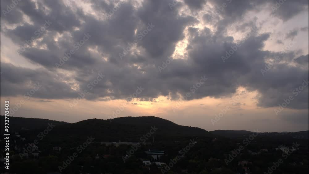 sunset cloudy sky panoramic view hill sunset cloudy sky panoramic view hill