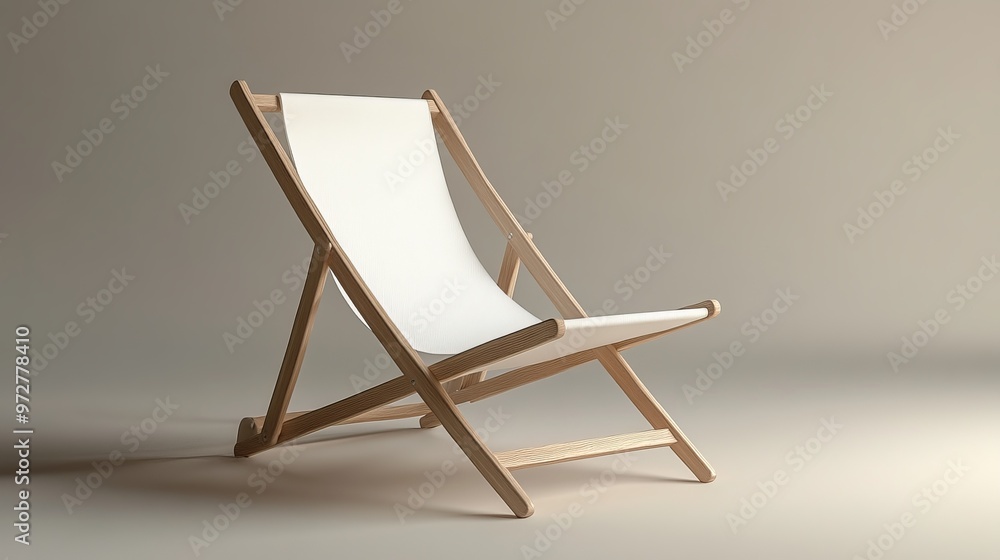 Blank white folding beach chair mock up, side view Blank white folding beach chair mock up, side view