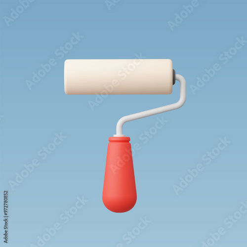 3d Realistic Paint roller vector illustration