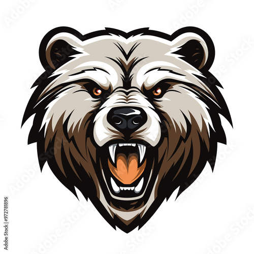 Collection of Angry Roaring Bear Head Logo Designs Isolated