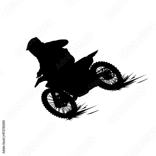 motocross rider silhouette drifting turning corners front view left side vector
