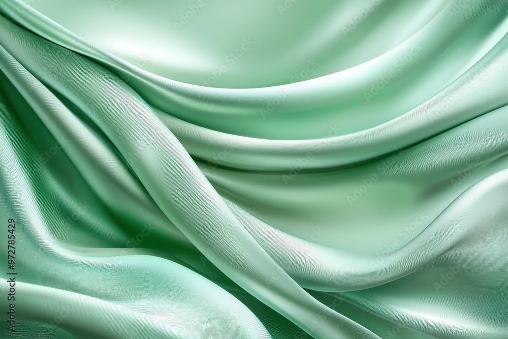 Soft green satin fabric with elegant folds and smooth texture. Soft green satin fabric with elegant folds and smooth texture.