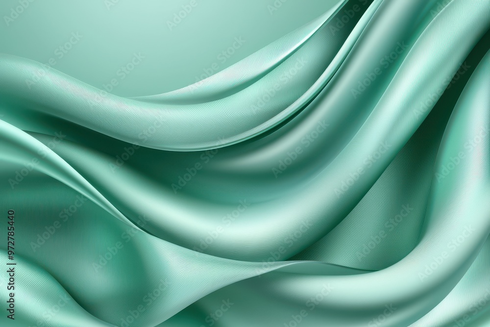 Obraz premium Soft mint fabric flowing elegantly in smooth waves.