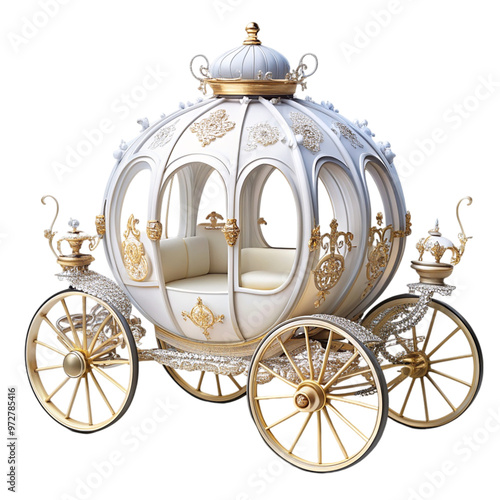 Tale fairy carriage cinderella classic coach cut Isolated on transparent background.