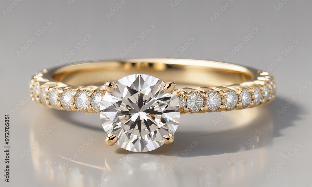 Elegant Gold Ring with Sparkling Diamond Elegant Gold Ring with Sparkling Diamond