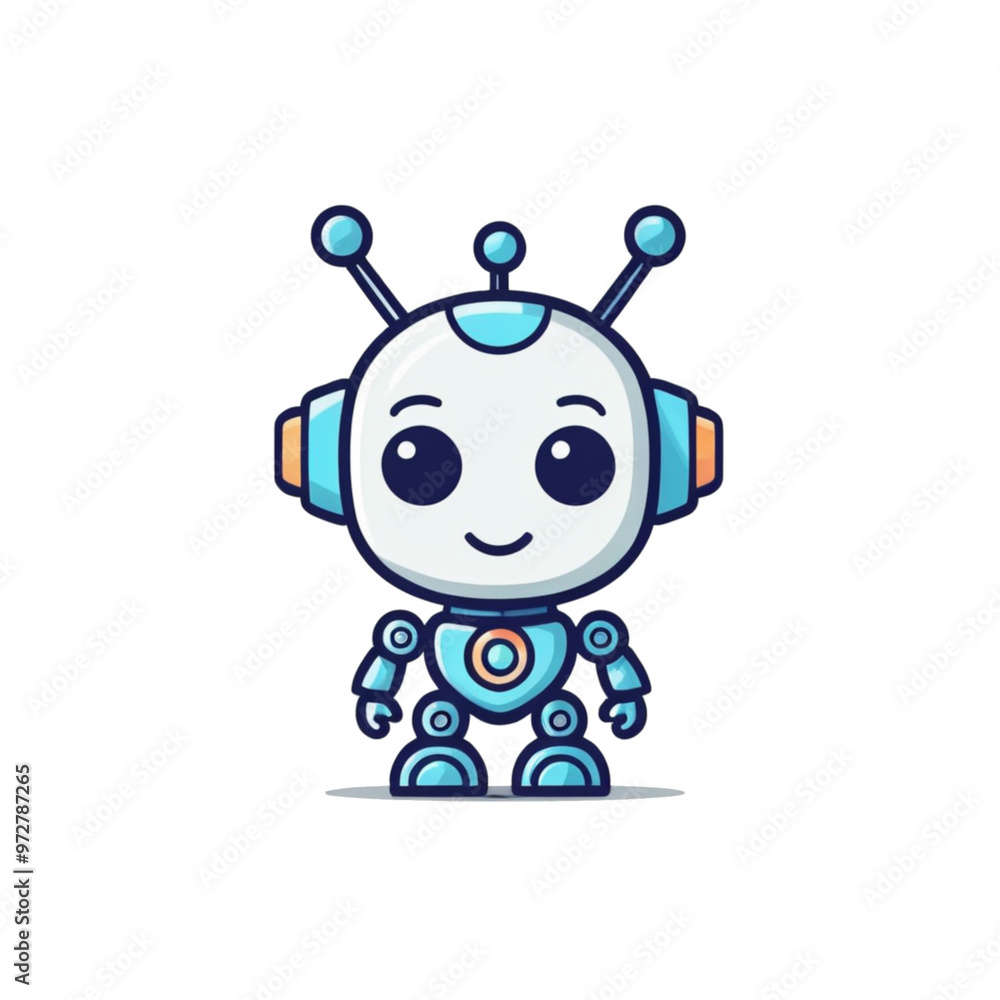 Collection of Cute Little Robot Logo Designs Isolated Collection of Cute Little Robot Logo Designs Isolated