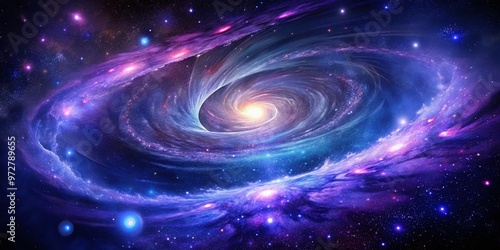 Vibrant purple and blue galaxy swirls with millions of twinkling white stars on a deep space background, perfect