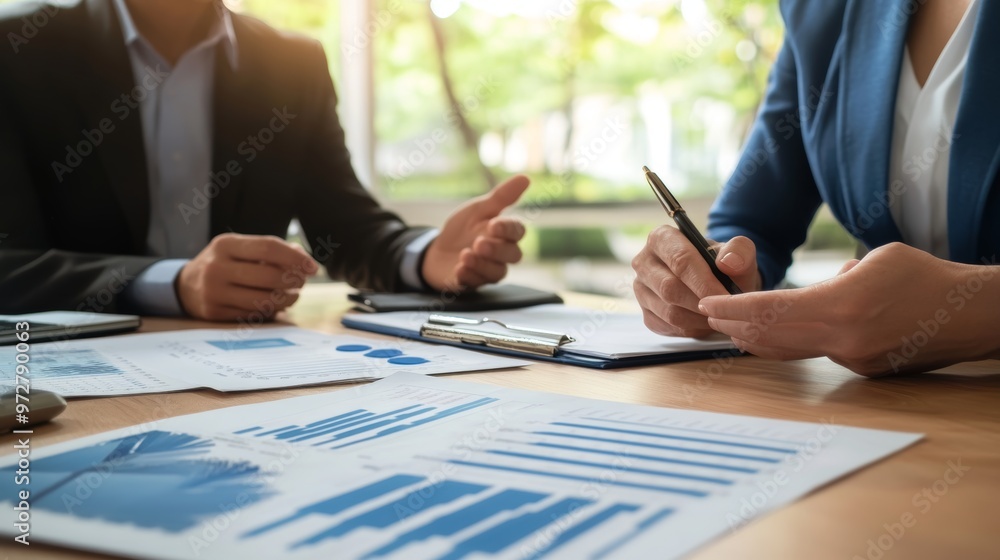 Business Meeting with Charts and Pen Business Meeting with Charts and Pen
