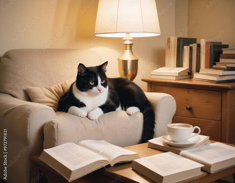 Cozy Cat in a Reading Nook Cozy Cat in a Reading Nook