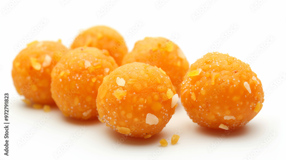 Orange ladoos isolated on a white background. Orange ladoos isolated on a white background.