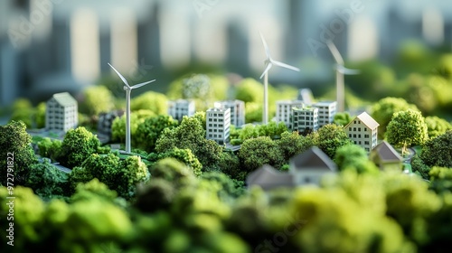 Miniature Green City with Renewable Wind Energy