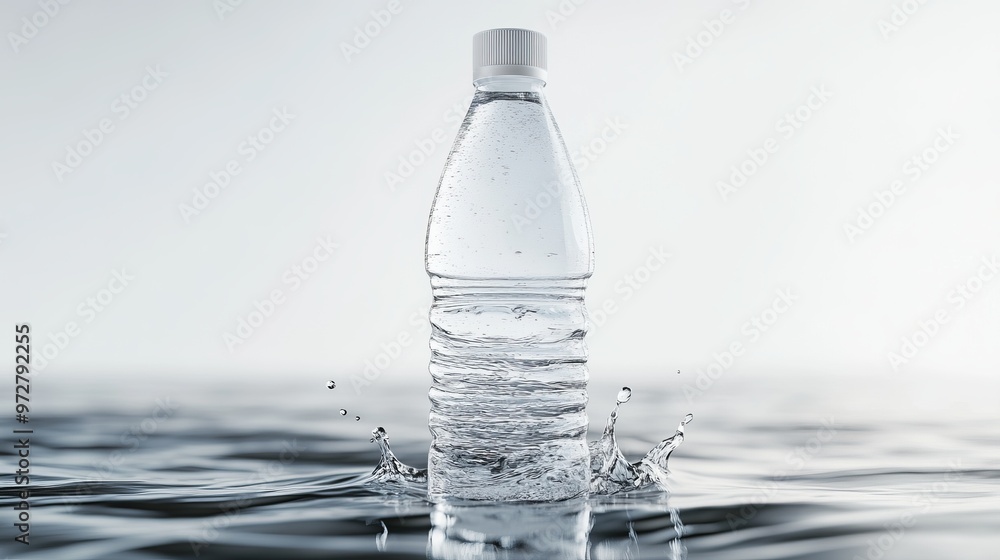 Bottle Standing in Water Mockup Bottle Standing in Water Mockup