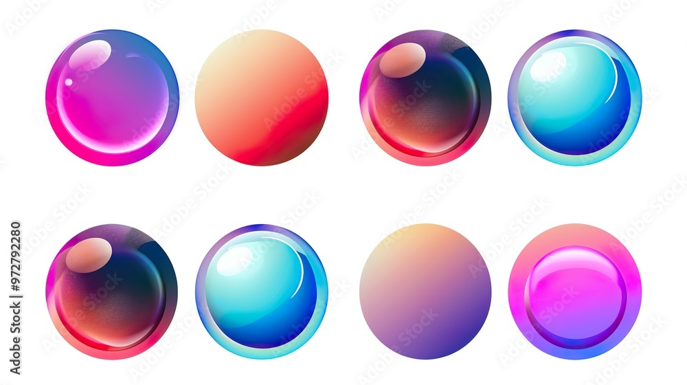 Rounded_holographic_gradient_sphere_button._ Rounded_holographic_gradient_sphere_button._