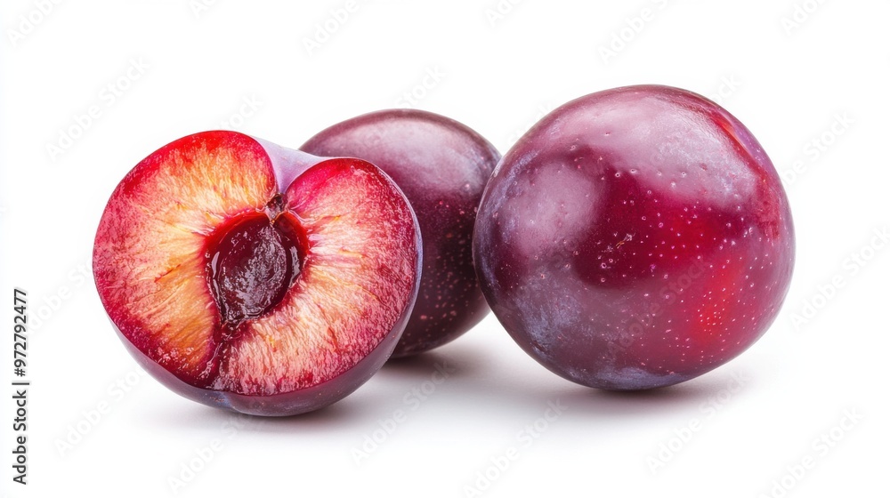 Fototapeta premium Plums plum prunes fruit isolated on white background