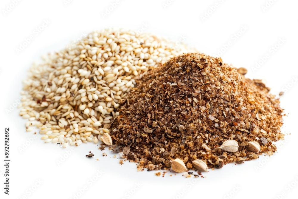 A fresh Dukkah and Dukkah Power isolated on white A fresh Dukkah and Dukkah Power isolated on white
