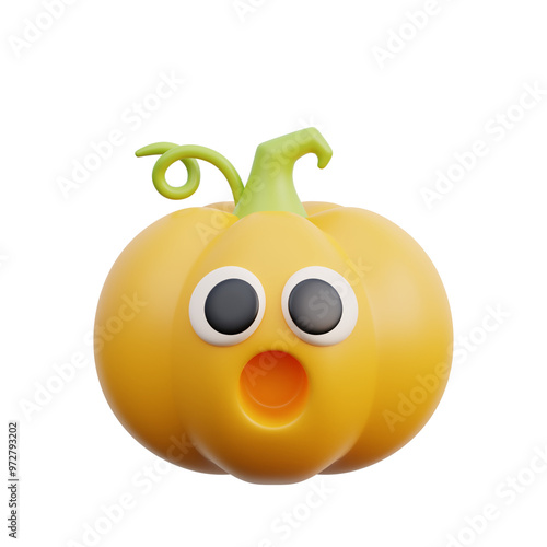 Tableau sur toile 3d Halloween pumpkin, decorative elements, trick or treat, october holiday, cartoon style isolated, 3d rendering