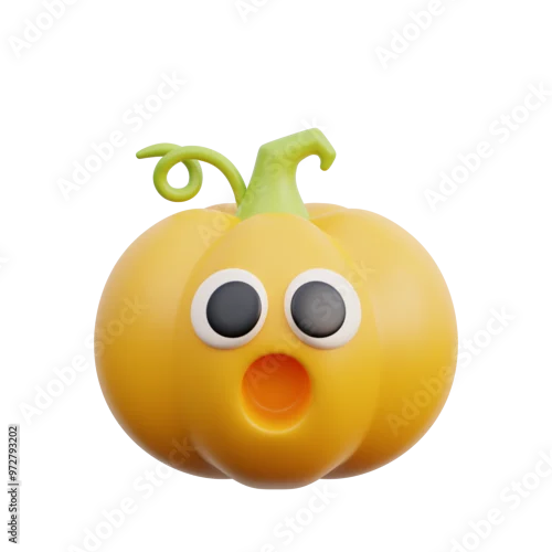 Fototapeta 3d Halloween pumpkin, decorative elements, trick or treat, october holiday, cartoon style isolated, 3d rendering.
