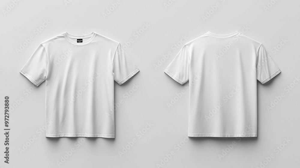 Blank white t-shirt mockup flat lay, front and back, isolated Blank white t-shirt mockup flat lay, front and back, isolated