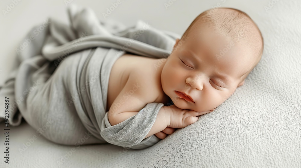 Sleeping_newborn_baby_in_a_wrap_on_white_blanket Sleeping_newborn_baby_in_a_wrap_on_white_blanket