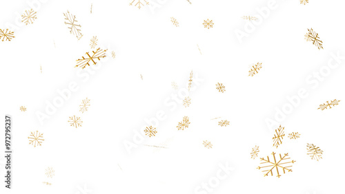snowflakes golden of christmas transparent png or isolated background, snowflake particle or christmas poster element. 