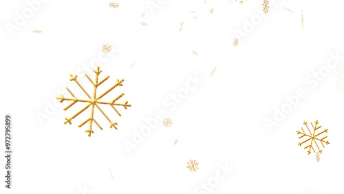 snowflakes golden of christmas transparent png or isolated background, snowflake particle or christmas poster element. 
