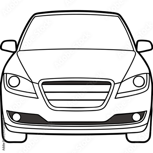 car front view outline coloring book page line art drawing