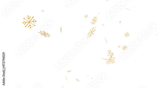 snowflakes golden of christmas transparent png or isolated background, snowflake particle or christmas poster element. 