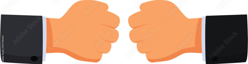 Two businessmen are bumping their fists together in a gesture of agreement, deal or partnership Two businessmen are bumping their fists together in a gesture of agreement, deal or partnership