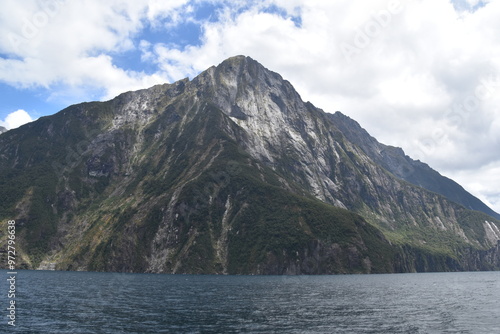 The fiords and stunning mountain landscape at Milford Sound on the South Island of New Zealand