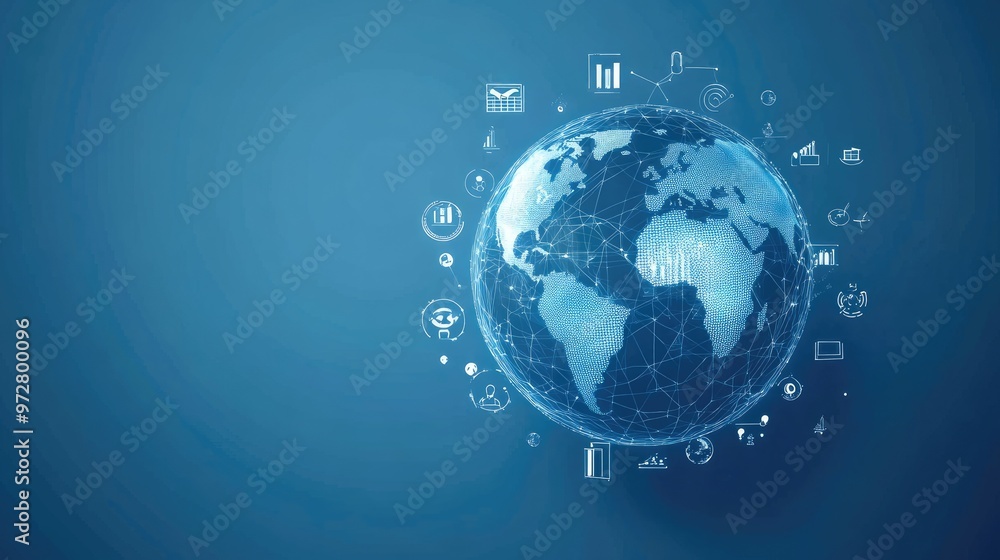 globes with business icons, AI globes with business icons, AI