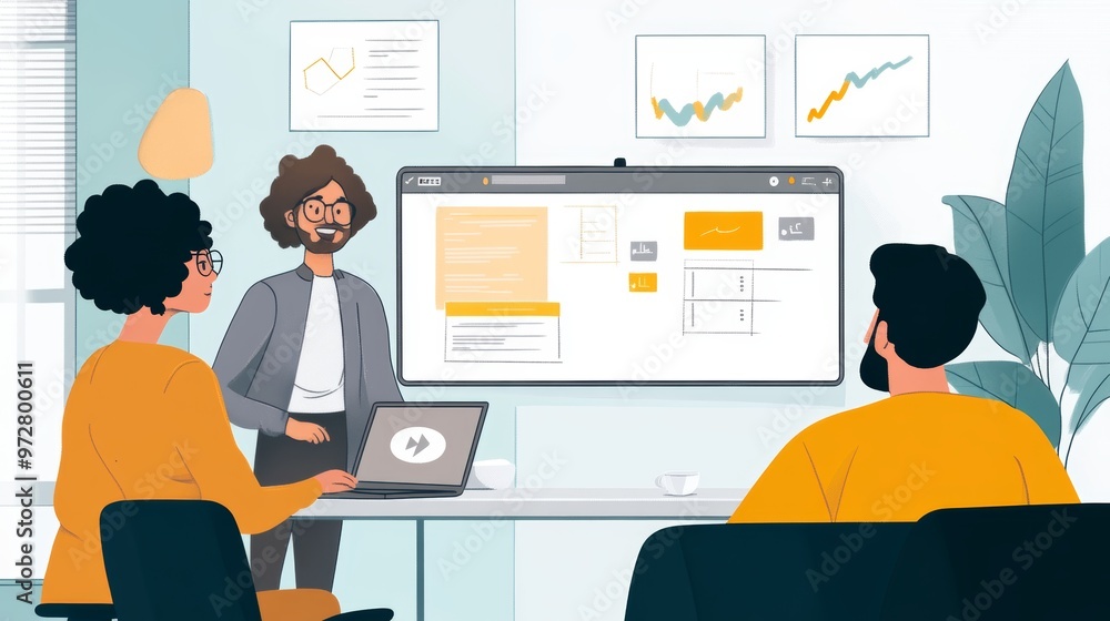 Business Meeting with Graphs Charts and Laptop Business Meeting with Graphs Charts and Laptop
