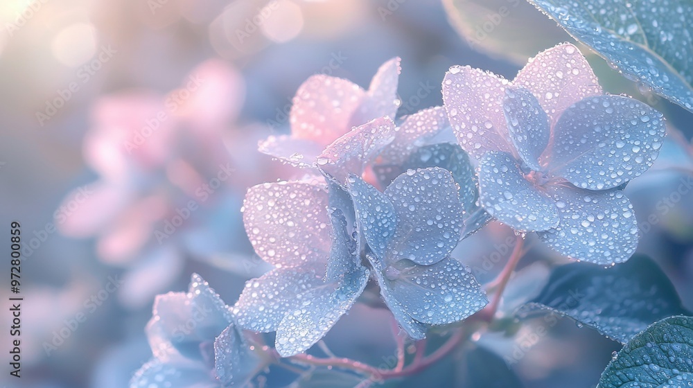 Pastel garden with morning dew Create an image of a garden scene featuring flowers and leaves in pastel tones like light blue, soft pink, and pale green, with morning dew adding a fresh touch. Use Pastel garden with morning dew Create an image of a garden scene featuring flowers and leaves in pastel tones like light blue, soft pink, and pale green, with morning dew adding a fresh touch. Use