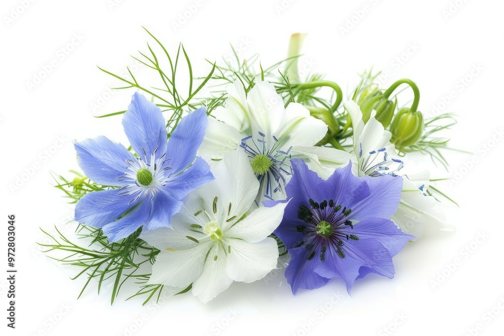 A fresh Nigella and Nigella Power isolated on white A fresh Nigella and Nigella Power isolated on white