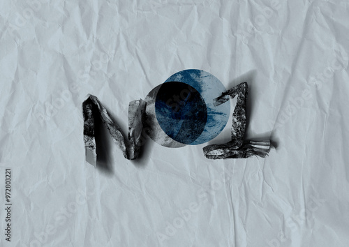 Hand-Painted Blue Logotype N1 on paper photo