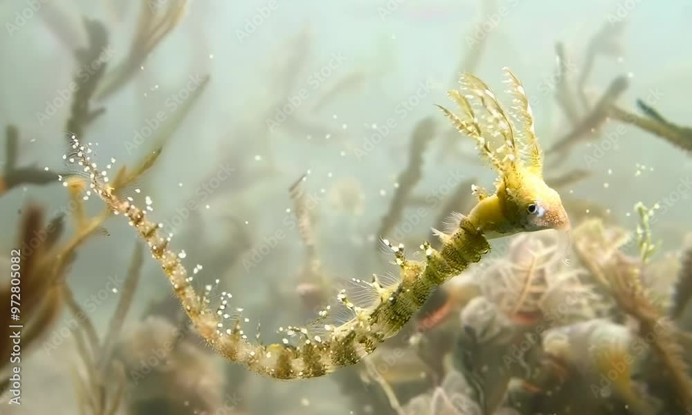 Ghost pipefish blending with sea grass, Video Ghost pipefish blending with sea grass, Video