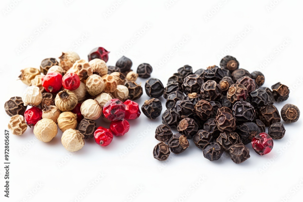 Obraz premium A fresh Peppercorn and Peppercorn Power isolated on white