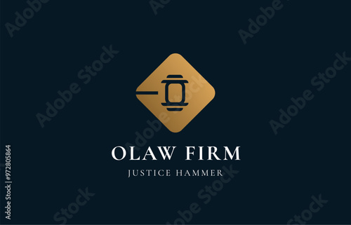 Wallpaper Mural Logo Letter O and Hammer of Law, Justice, Law firm, lawyer. Editable file Torontodigital.ca