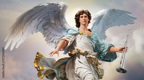Archangel Gabriel with Trumpet in Radiant Heavenly Glory