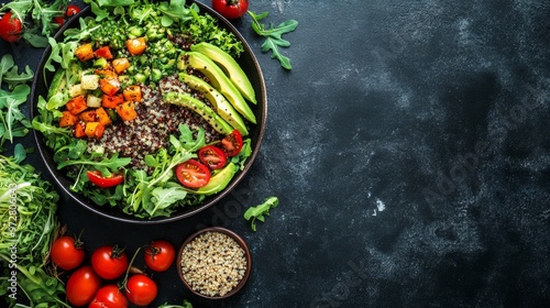 Wholesome and Colorful Salad with Avocado, Quinoa, and Roasted Vegetables for Healthy Eating Promotion