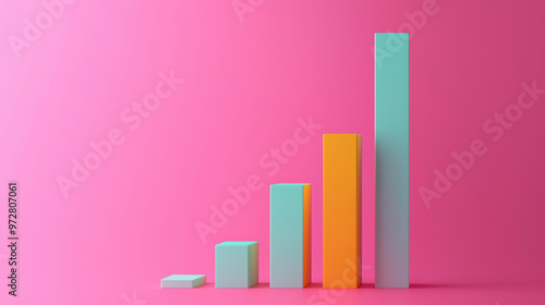 image features colorful bar chart representing financial growth against vibrant pink background. ascending bars symbolize increasing profit and success in visually appealing manner Free Download image features colorful bar chart representing financial growth against vibrant pink background. ascending bars symbolize increasing profit and success in visually appealing manner - GFXLoad