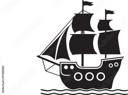 cute ship silhouette vector art.