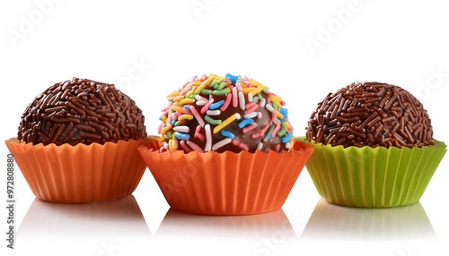 Three Chocolate Truffles in Paper Cups